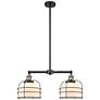 Franklin Bell Cage 24" 2-Light Black Brass Island Light w/ White Shade