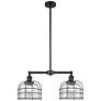 Franklin Bell Cage 24" 2-Light Matte Black Island Light w/ Clear Shade