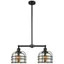 Franklin Bell Cage 24" 2-Light Matte Black Island Light w/ Mercury Sha