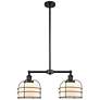 Franklin Bell Cage 24" 2-Light Matte Black Island Light w/ White Shade