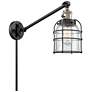Franklin Bell Cage 25" High Black Brass Swing Arm w/ Clear Shade