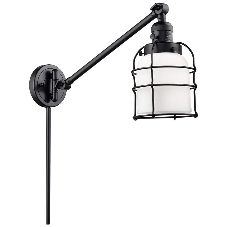 Image 1 Franklin Bell Cage 25" High Matte Black Swing Arm w/ Matte White Shade