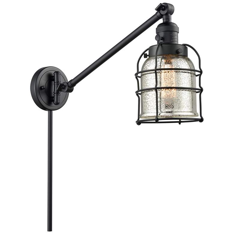 Image 1 Franklin Bell Cage 25" High Matte Black Swing Arm w/ Mercury Shade