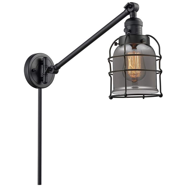 Image 1 Franklin Bell Cage 25" High Matte Black Swing Arm w/ Plated Smoke Shad