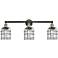 Franklin Bell Cage 31" 3-Light Black Brass Bath Light w/ Seedy Shade