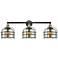 Franklin Bell Cage 34"W 3 Light Black Brass Bath Light w/ Mercury Shad