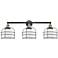 Franklin Bell Cage 34"W 3 Light Black Brass Bath Light w/ White Shade