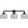 Franklin Bell Cage 34"W 3 Light Matte Black Bath Light w/ Clear Shade