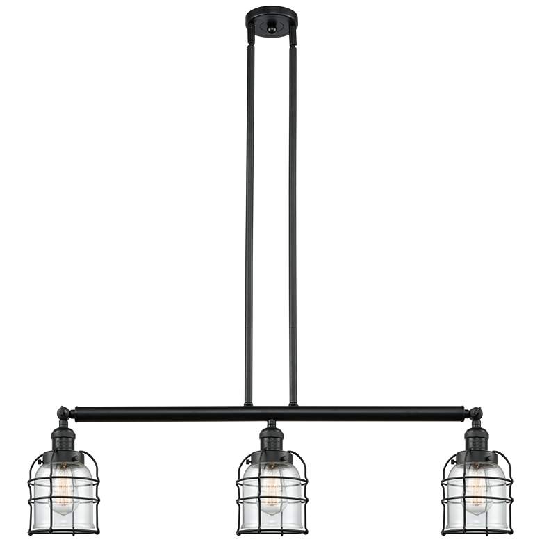 Image 1 Franklin Bell Cage 38.5"W 3 Light Matte Black Island Light w/ Clear Sh