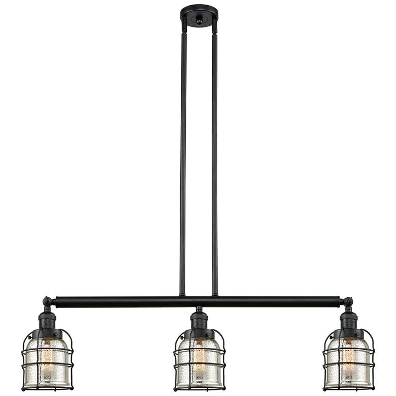 Image 1 Franklin Bell Cage 38.5"W 3 Light Matte Black Island Light w/ Mercury