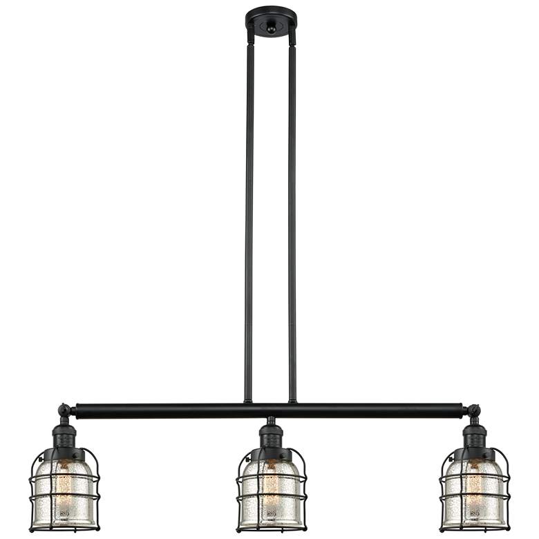 Image 1 Franklin Bell Cage 38.5 inchW 3 Light Matte Black Island Light w/ Mercury 