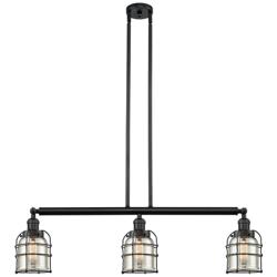 Franklin Bell Cage 38.5"W 3 Light Matte Black Island Light w/ Mercury