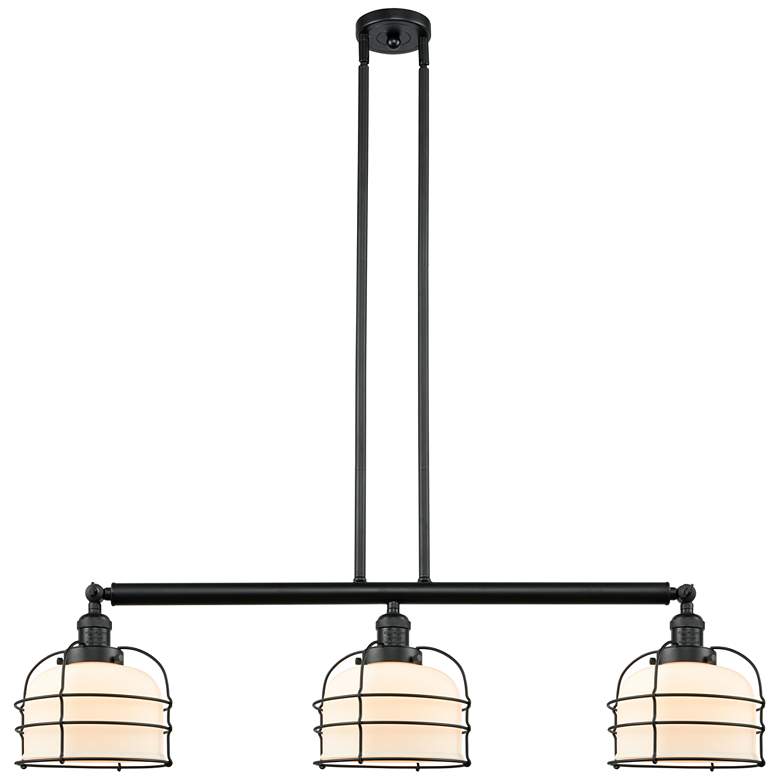 Image 1 Franklin Bell Cage 42" 3-Light Matte Black Island Light w/ White Shade
