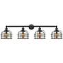 Franklin Bell Cage 44"W 4 Light Matte Black Bath Light w/ Mercury Shad