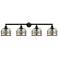 Franklin Bell Cage 44"W 4 Light Matte Black Bath Light w/ Mercury Shad