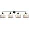 Franklin Bell Cage 44"W 4 Light Matte Black Bath Light w/ White Shade