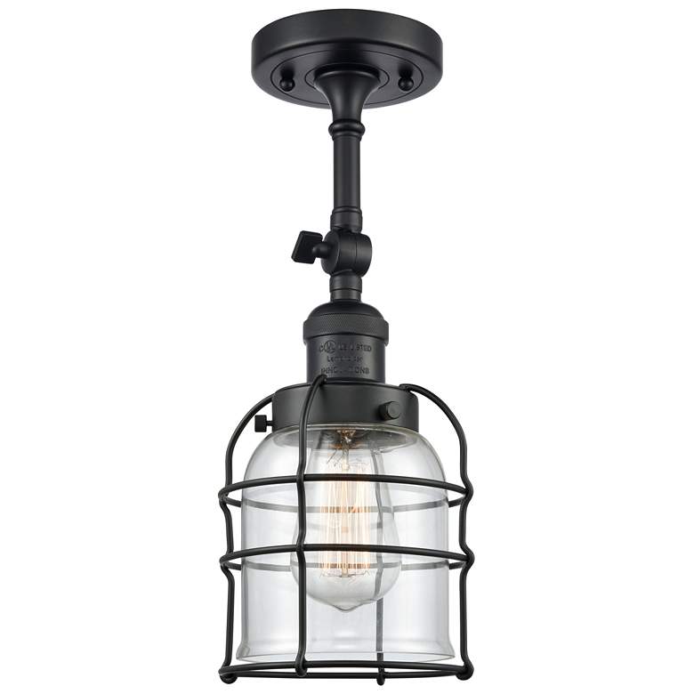 Image 1 Franklin Bell Cage 5"W Matte Black Adjustable Semi.Flush w/ Clear Shad