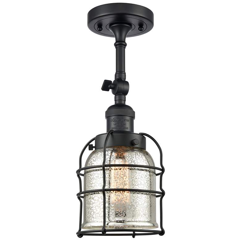 Image 1 Franklin Bell Cage 5"W Matte Black Adjustable Semi.Flush w/ Mercury Sh