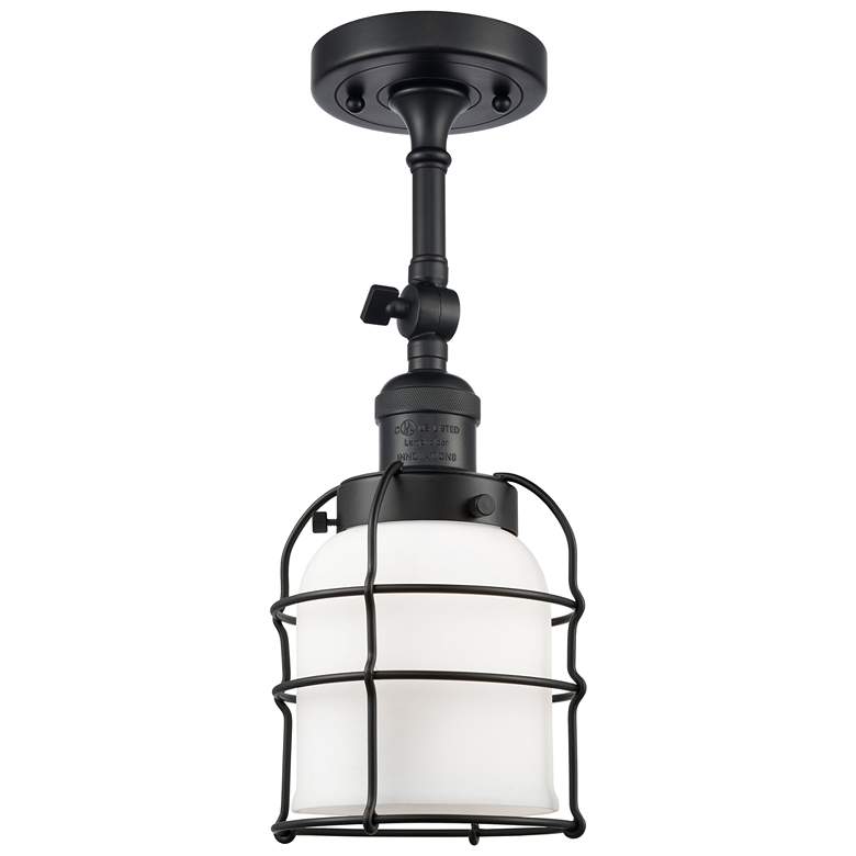 Image 1 Franklin Bell Cage 5"W Matte Black Adjustable Semi.Flush w/ White Shad
