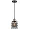 Franklin Bell Cage 6" Black Brass Corded Mini Pendant w/ Smoke Shade