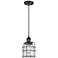 Franklin Bell Cage 6" Matte Black Corded Mini Pendant w/ Seedy Shade