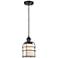 Franklin Bell Cage 6" Matte Black Corded Mini Pendant w/ White Shade
