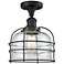 Franklin Bell Cage 8" Wide Matte Black Semi Flush Mount w/ Clear Shade