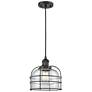 Franklin Bell Cage 9" Matte Black Corded Mini Pendant w/ Clear Shade