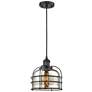Franklin Bell Cage 9" Matte Black Corded Mini Pendant w/ Mercury Shade