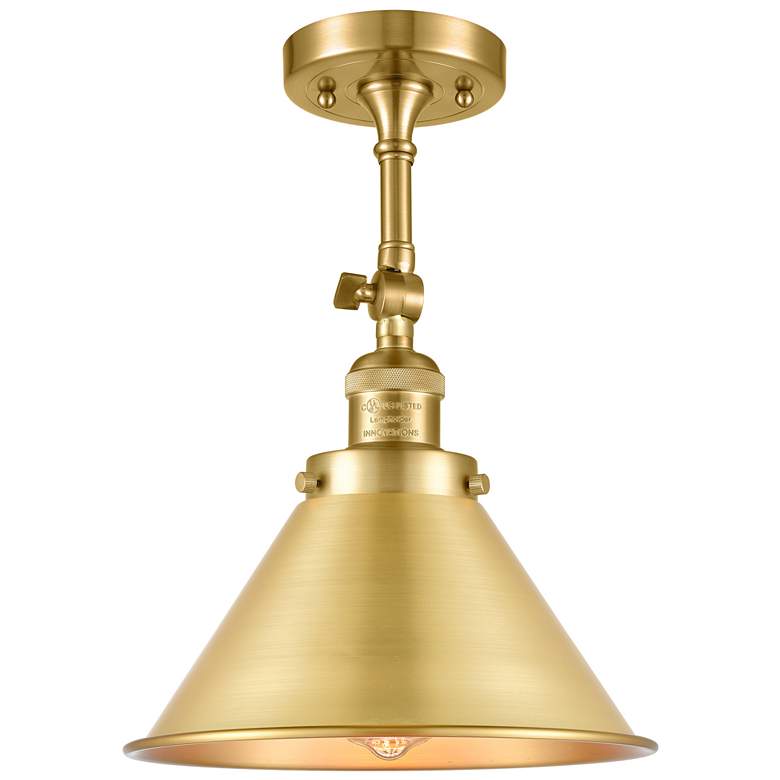 Image 1 Franklin Briarcliff 10"W Satin Gold Semi-Flush Mount w/ Gold Shade