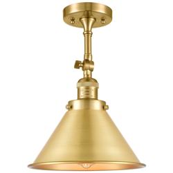 Franklin Briarcliff 10"W Satin Gold Semi-Flush Mount w/ Gold Shade