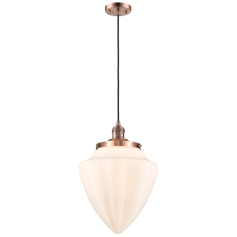 Image 1 Franklin Bullet 12"W Copper Corded Mini Pendant w/ White Shade