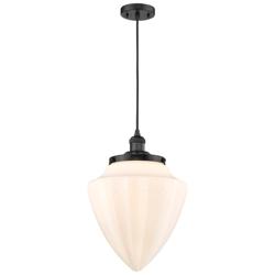 Franklin Bullet 12"W Matte Black Corded Mini Pendant w/ White Shade