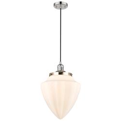 Franklin Bullet 12"W Polished Nickel Corded Mini Pendant w/ White Shad