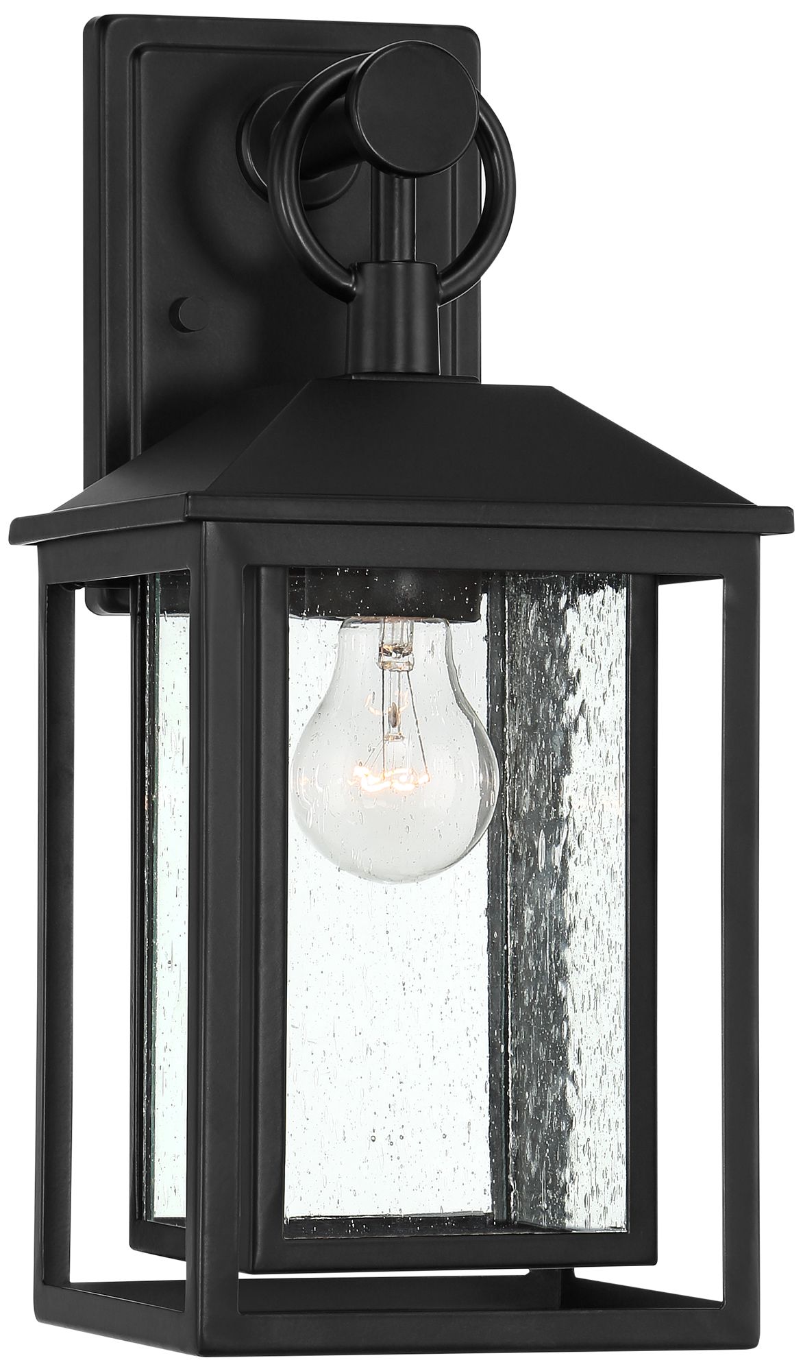 Franklin Califa 15 1/4" Black Textured Glass Outdoor Wall Lt