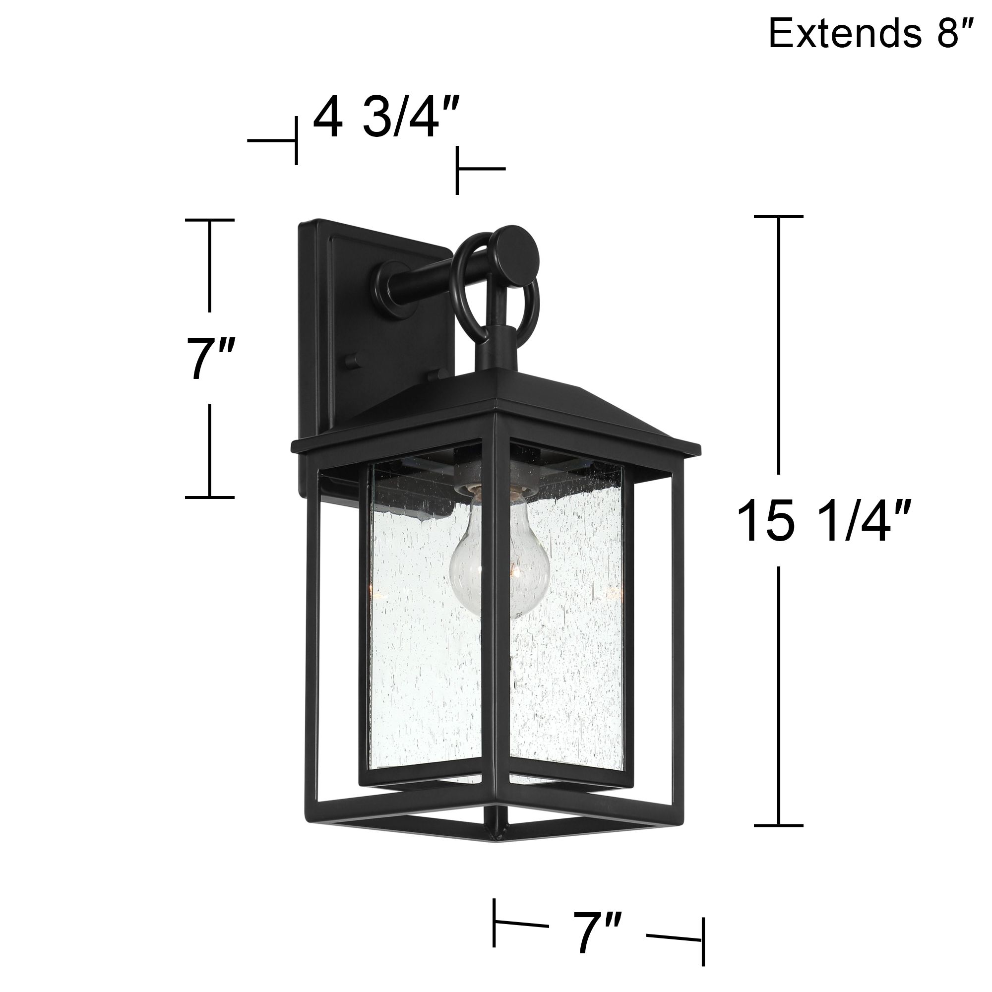 Franklin Califa 15 1/4" Black Textured Glass Outdoor Wall Lt