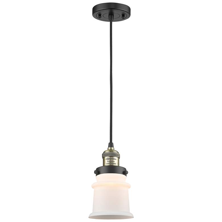 Image 1 Franklin Canton 5" Black Brass Corded Mini Pendant w/ White Shade