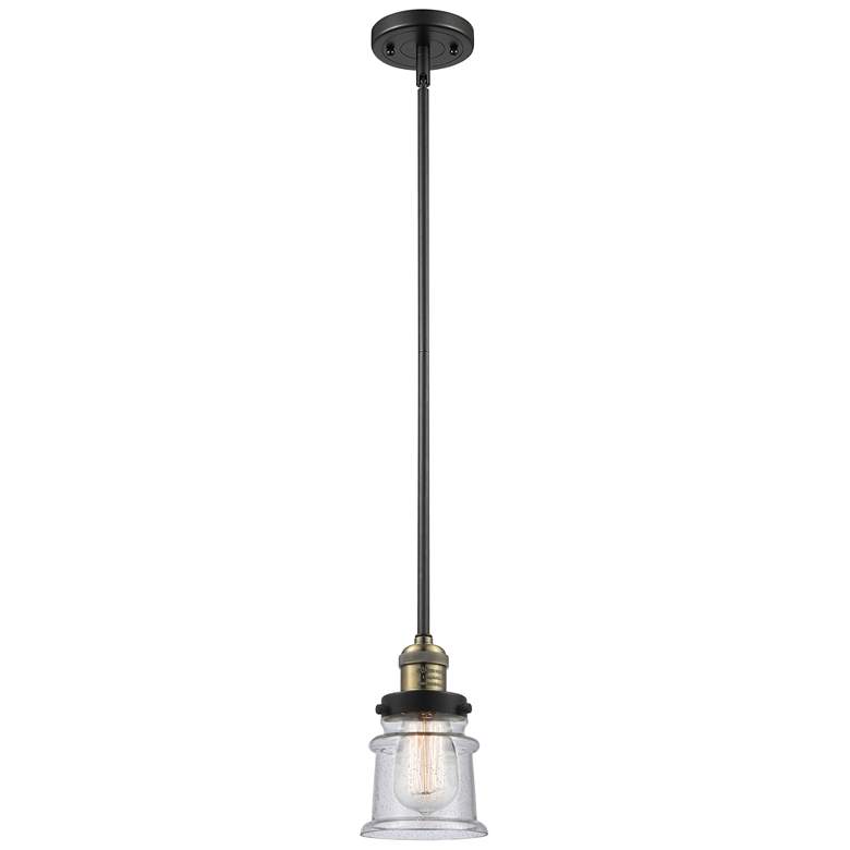Image 1 Franklin Canton 5" Black Brass Stemmed Mini Pendant w/ Seedy Shade