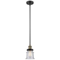 Franklin Canton 5" Black Brass Stemmed Mini Pendant w/ Seedy Shade