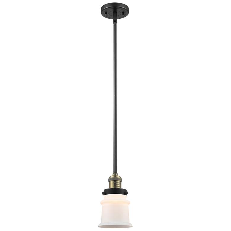 Image 1 Franklin Canton 5" Black Brass Stemmed Mini Pendant w/ White Shade