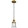 Franklin Canton 5" Brushed Brass Corded Mini Pendant w/ Seedy Shade