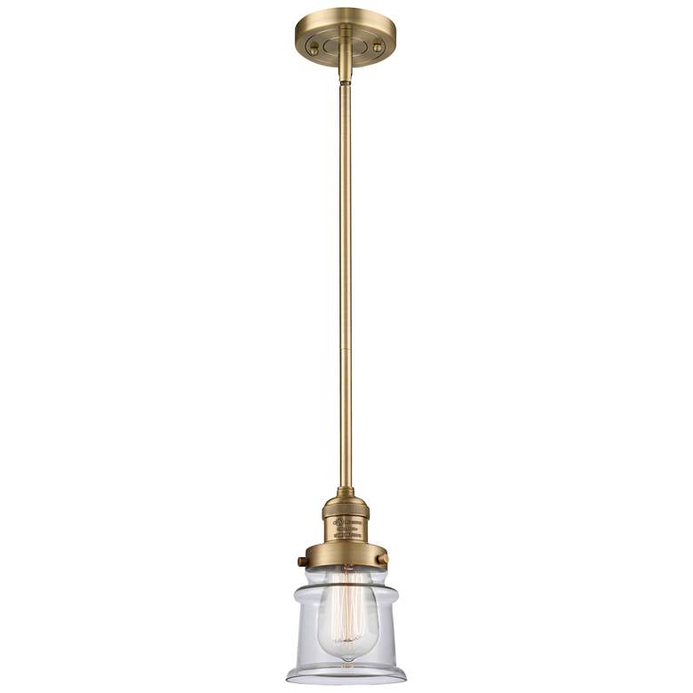 Image 1 Franklin Canton 5" Brushed Brass Stemmed Mini Pendant w/ Clear Shade