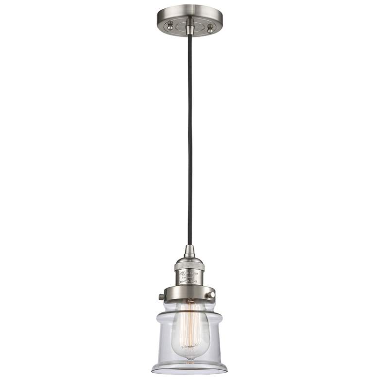 Image 1 Franklin Canton 5" Brushed Nickel Corded Mini Pendant w/ Clear Shade