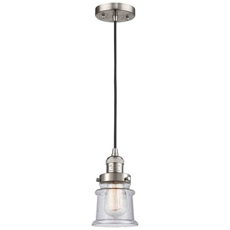 Image 1 Franklin Canton 5" Brushed Nickel Corded Mini Pendant w/ Seedy Shade