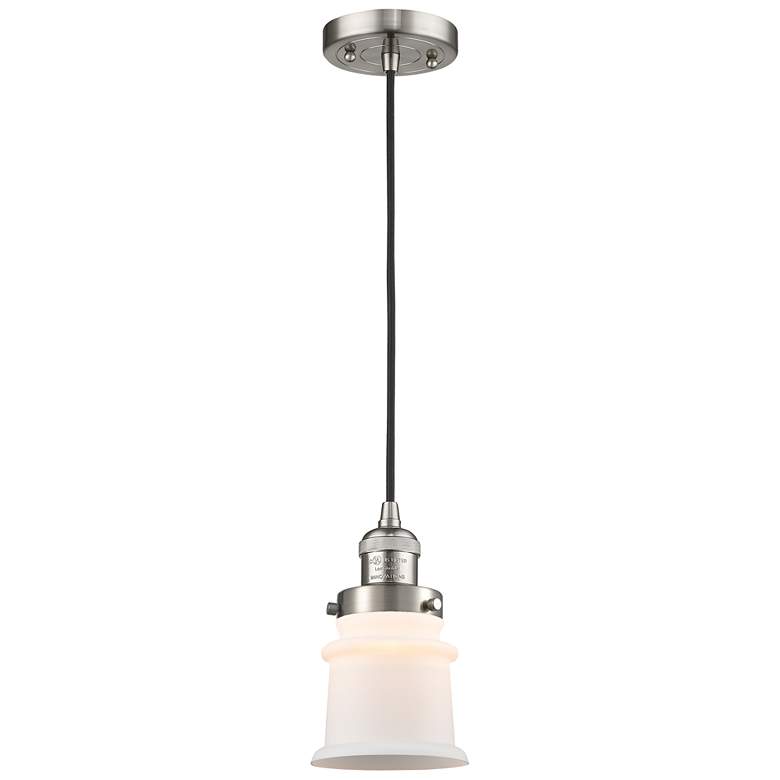 Image 1 Franklin Canton 5" Brushed Nickel Corded Mini Pendant w/ White Shade