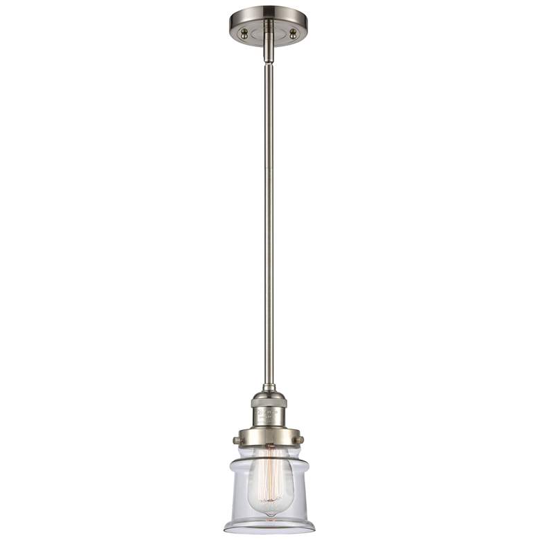 Image 1 Franklin Canton 5" Brushed Nickel Stemmed Mini Pendant w/ Clear Shade