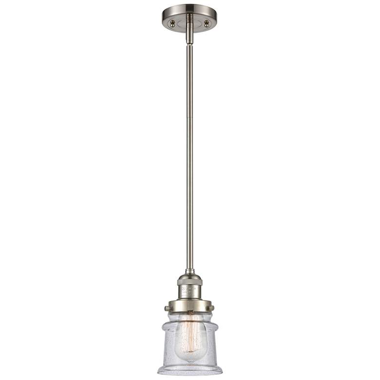 Image 1 Franklin Canton 5" Brushed Nickel Stemmed Mini Pendant w/ Seedy Shade
