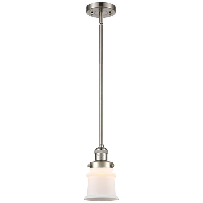 Image 1 Franklin Canton 5" Brushed Nickel Stemmed Mini Pendant w/ White Shade