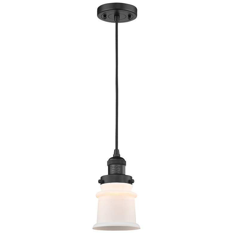 Image 1 Franklin Canton 5" Matte Black Corded Mini Pendant w/ White Shade