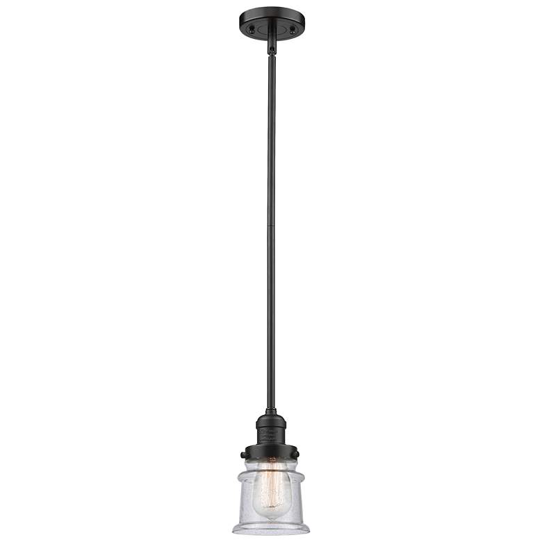 Image 1 Franklin Canton 5" Matte Black Stemmed Mini Pendant w/ White Shade